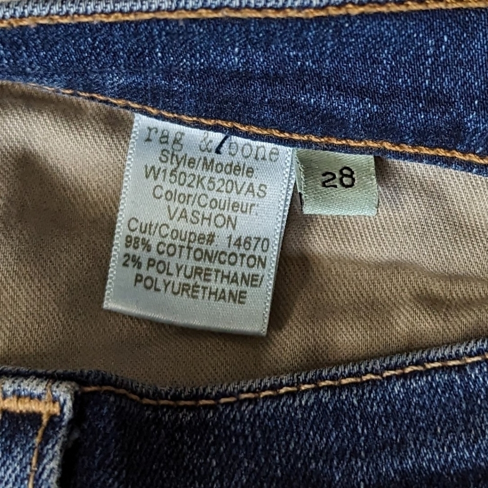 Rag & Bone Medium Wash Skinny Jeans Size 28 Vashon - Picture 8 of 9
